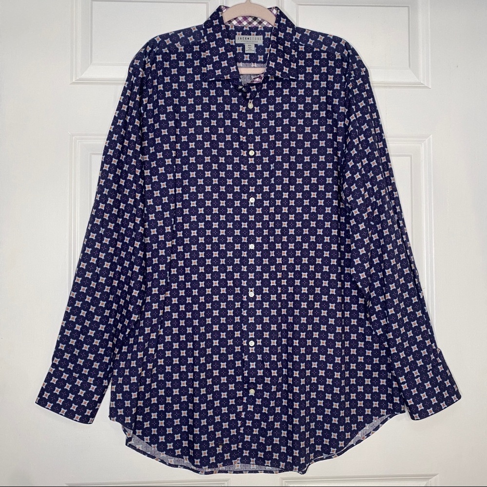 Jack Stone by Thomas Dean Printed Collared Button Front Shirt Size XXL